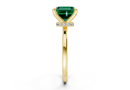 Seraphina Emerald Gemstone Solitaire Asscher Cut 1.8mm Engagement Ring