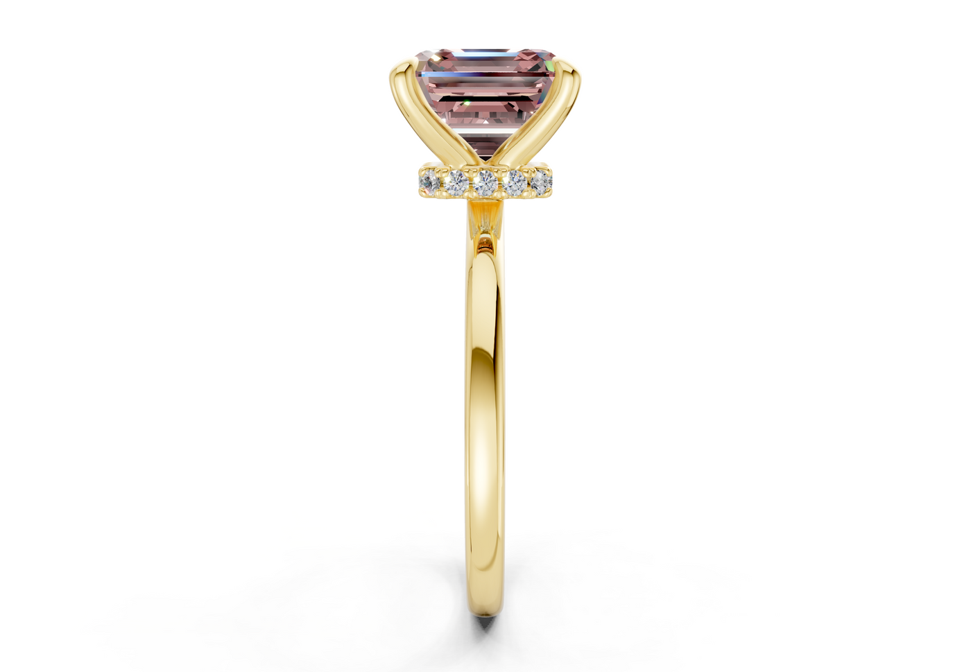 Seraphina Pink Diamond Solitaire Asscher Cut 1.8mm Engagement Ring