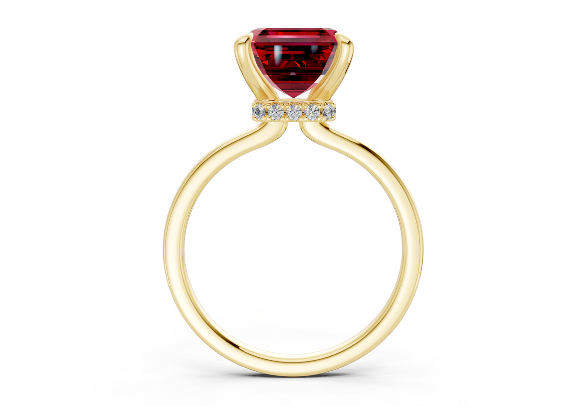 Seraphina Ruby Gemstone Solitaire Asscher Cut 1.8mm Engagement Ring