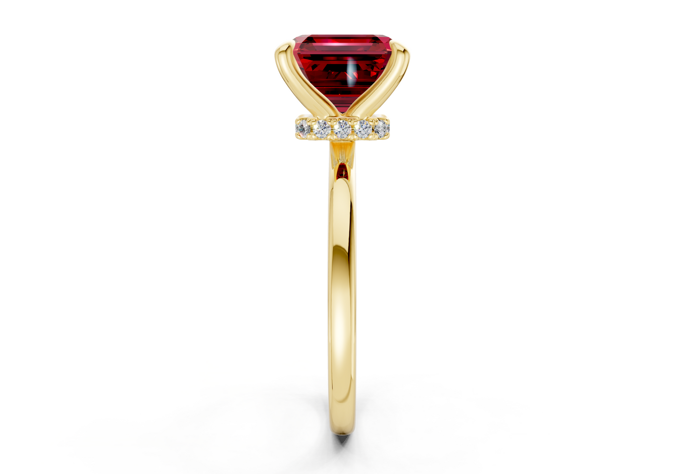 Seraphina Ruby Gemstone Solitaire Asscher Cut 1.8mm Engagement Ring