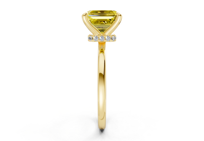 Seraphina Yellow Diamond Solitaire Asscher Cut 1.8mm Engagement Ring