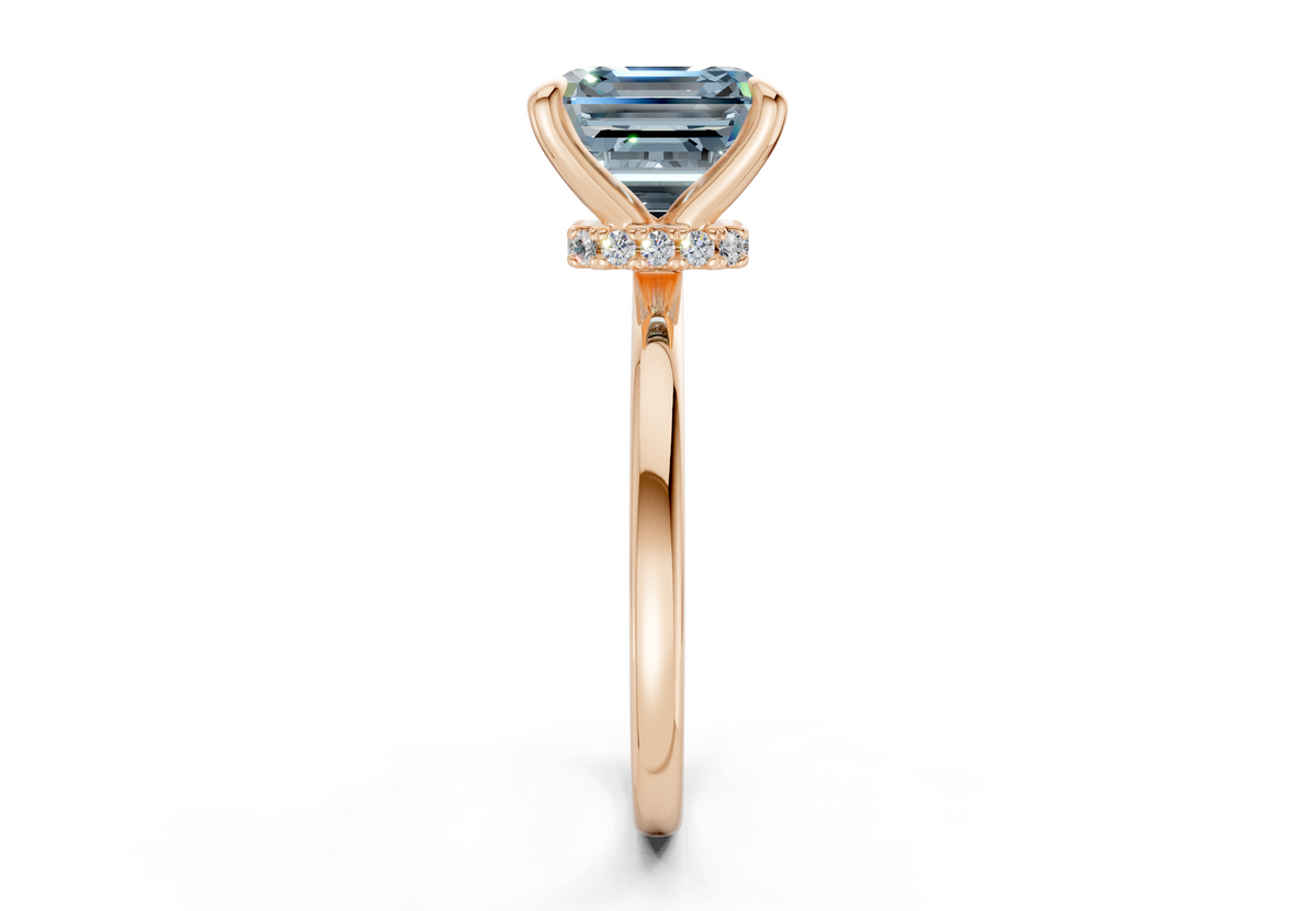 Seraphina Blue Diamond Solitaire Asscher Cut 1.8mm Engagement Ring