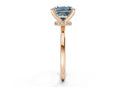 Seraphina Blue Diamond Solitaire Asscher Cut 1.8mm Engagement Ring