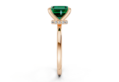 Seraphina Emerald Gemstone Solitaire Asscher Cut 1.8mm Engagement Ring