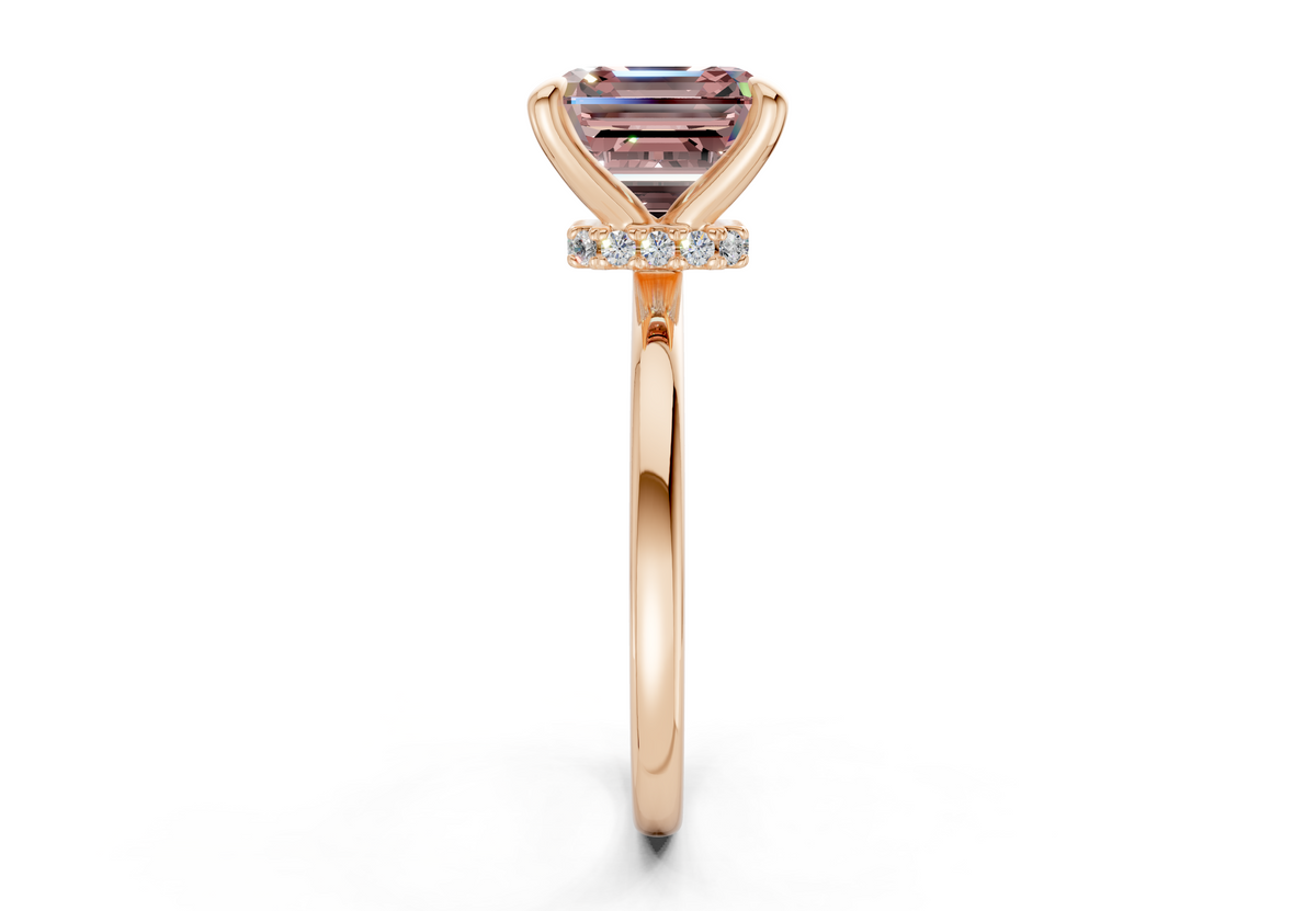Seraphina Pink Diamond Solitaire Asscher Cut 1.8mm Engagement Ring