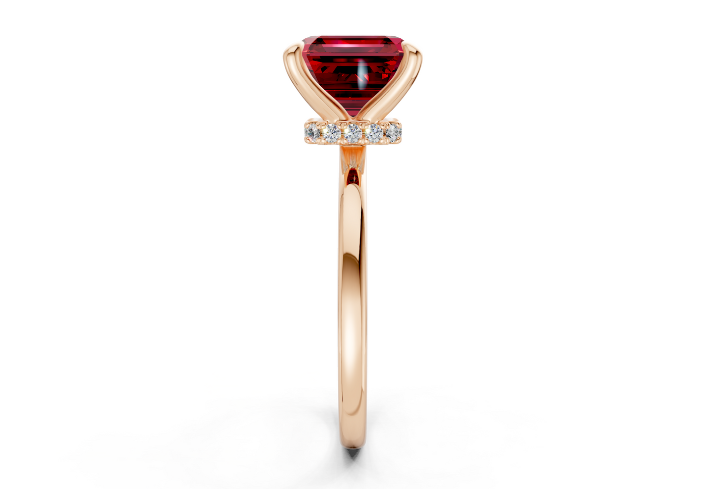 Seraphina Ruby Gemstone Solitaire Asscher Cut 1.8mm Engagement Ring