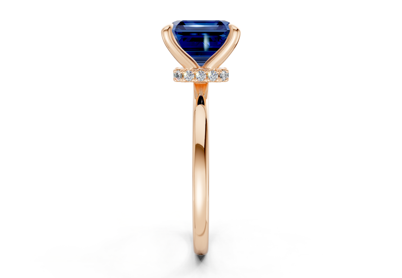 Seraphina Sapphire Gemstone Solitaire Asscher Cut 1.8mm Engagement Ring