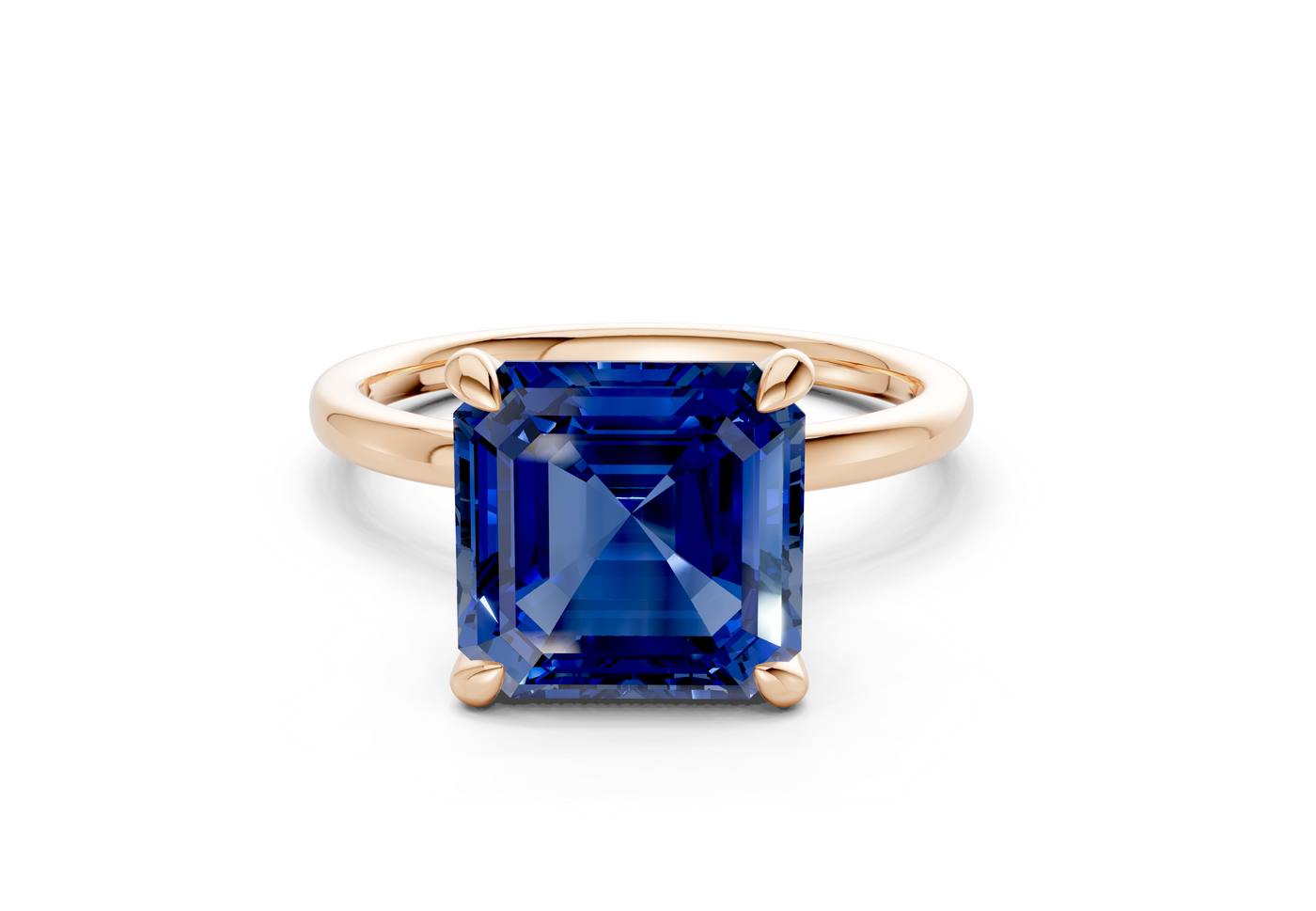 Seraphina Sapphire Gemstone Solitaire Asscher Cut 1.8mm Engagement Ring