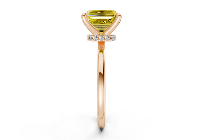 Seraphina Yellow Diamond Solitaire Asscher Cut 1.8mm Engagement Ring