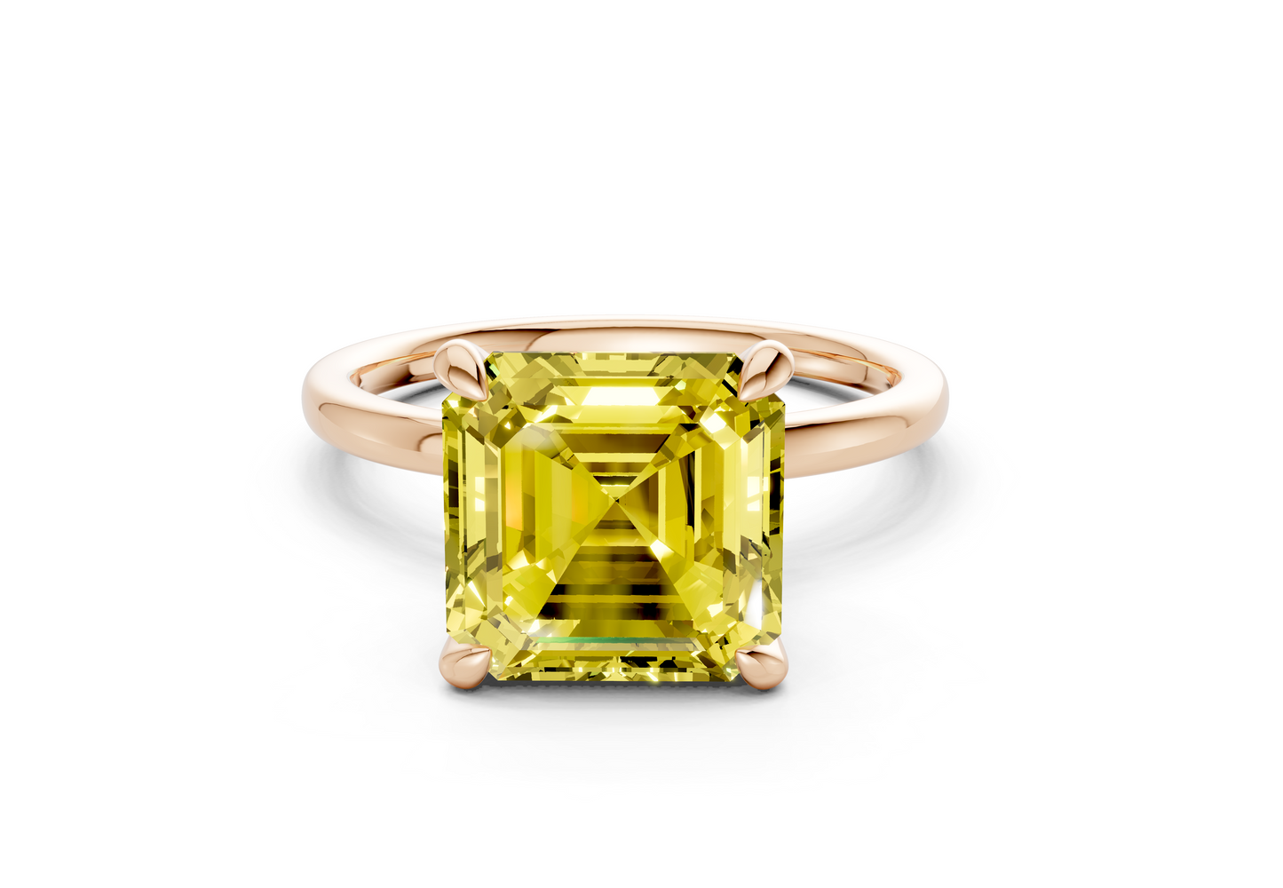 Seraphina Yellow Diamond Solitaire Asscher Cut 1.8mm Engagement Ring