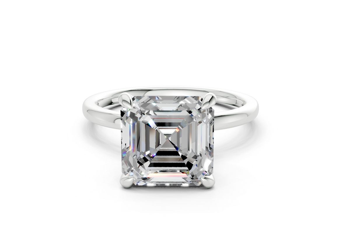 Seraphina Diamond Solitaire Asscher Cut 1.8mm Engagement Ring
