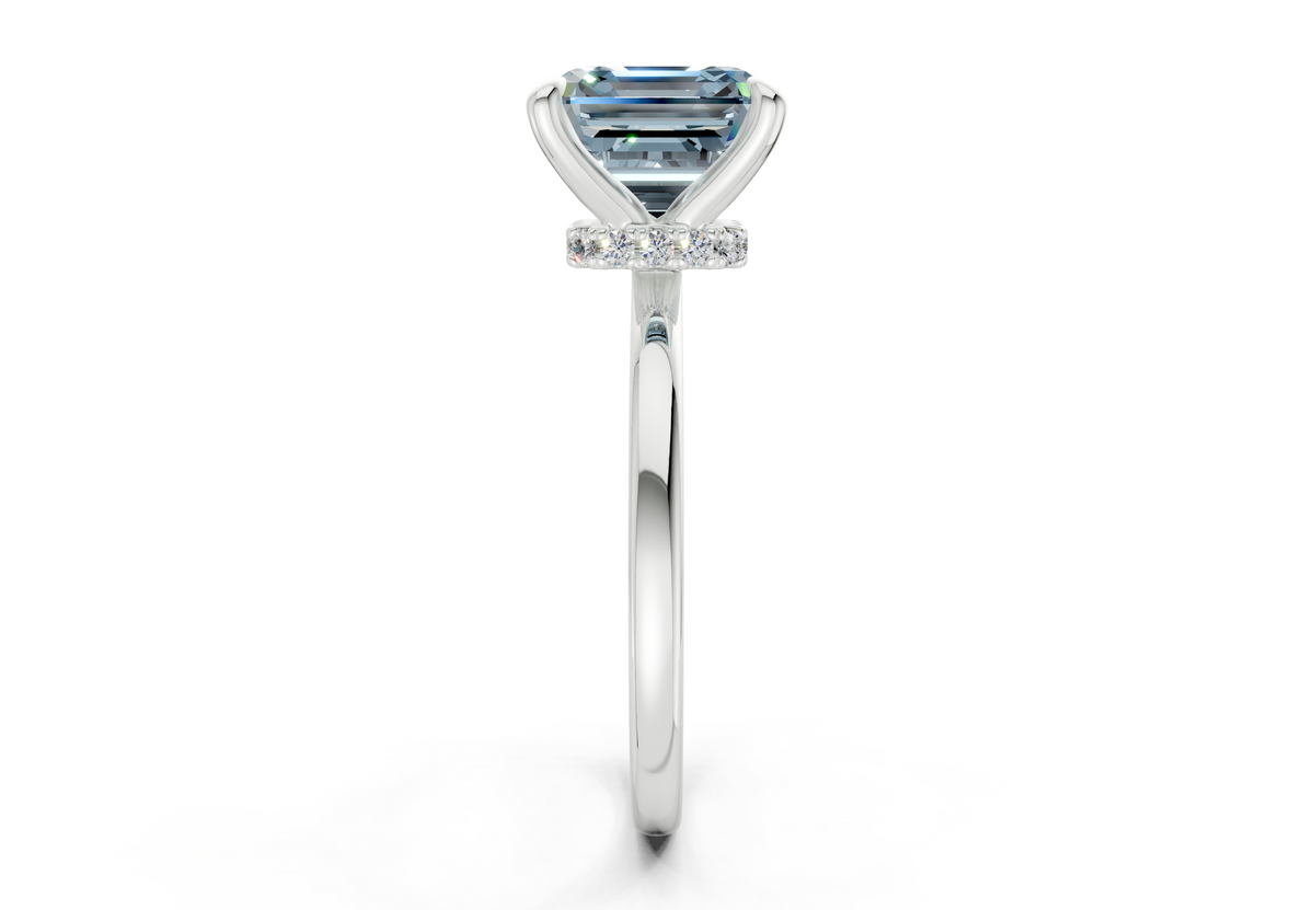 Seraphina Blue Diamond Solitaire Asscher Cut 1.8mm Engagement Ring