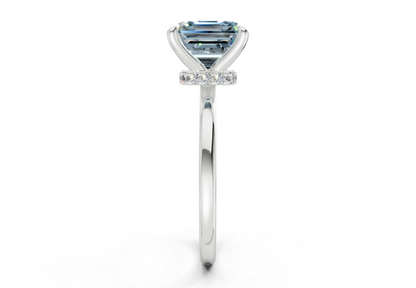Seraphina Blue Diamond Solitaire Asscher Cut 1.8mm Engagement Ring