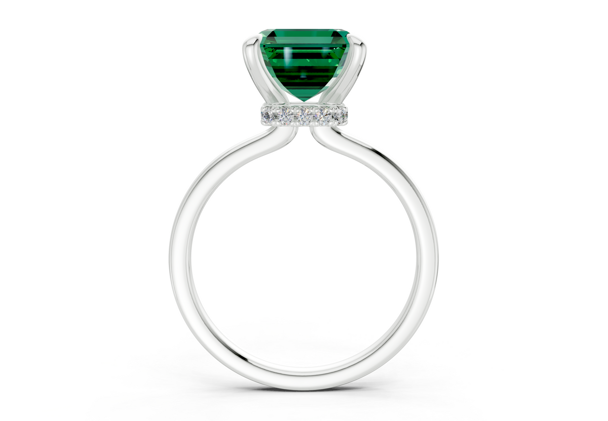 Seraphina Emerald Gemstone Solitaire Asscher Cut 1.8mm Engagement Ring