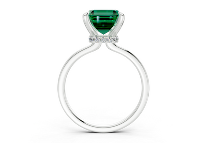 Seraphina Emerald Gemstone Solitaire Asscher Cut 1.8mm Engagement Ring