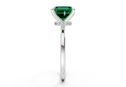 Seraphina Emerald Gemstone Solitaire Asscher Cut 1.8mm Engagement Ring