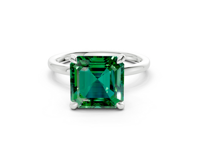 Seraphina Emerald Gemstone Solitaire Asscher Cut 1.8mm Engagement Ring