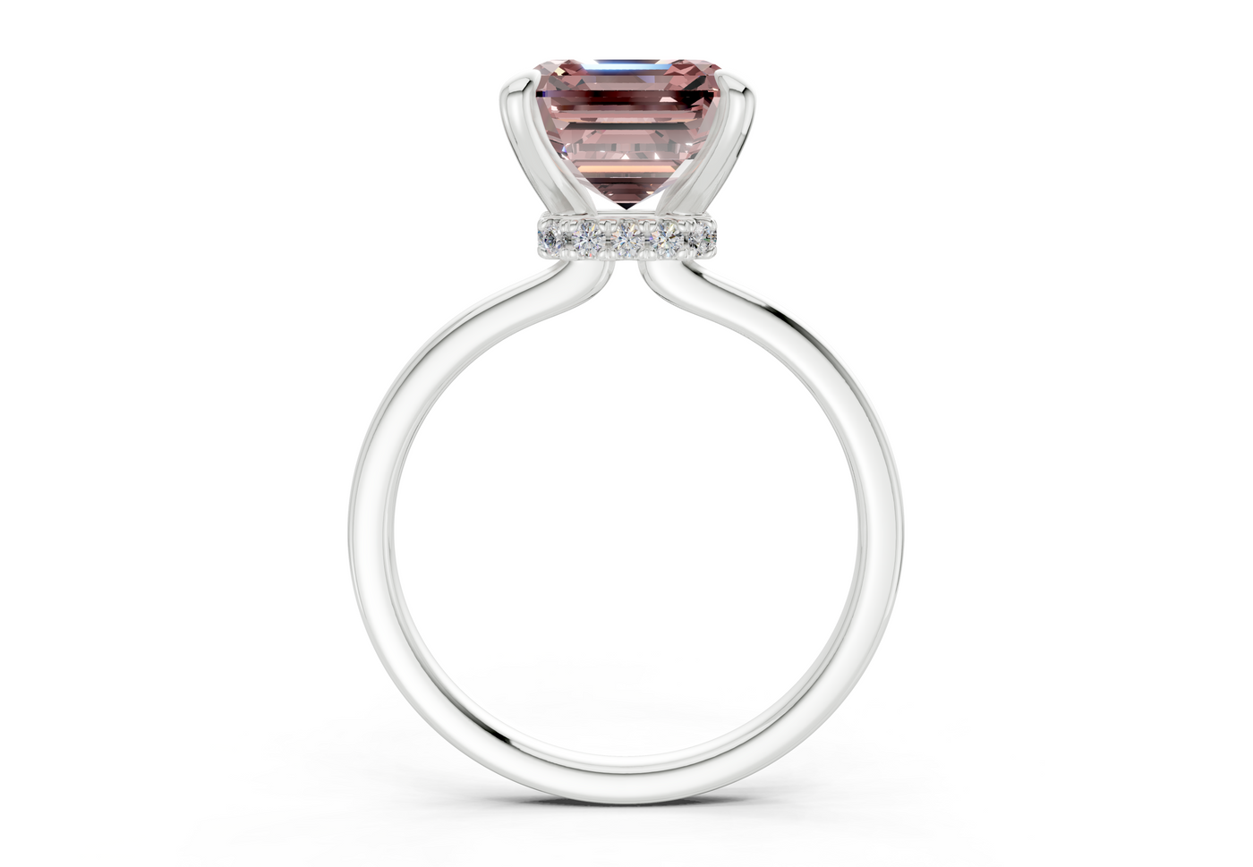 Seraphina Pink Diamond Solitaire Asscher Cut 1.8mm Engagement Ring
