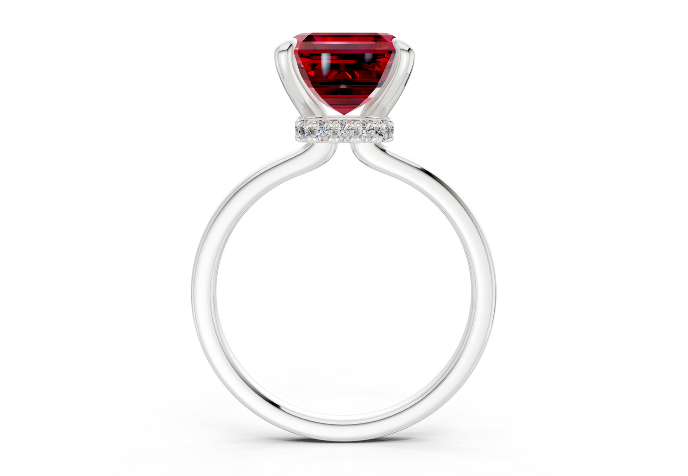 Seraphina Ruby Gemstone Solitaire Asscher Cut 1.8mm Engagement Ring