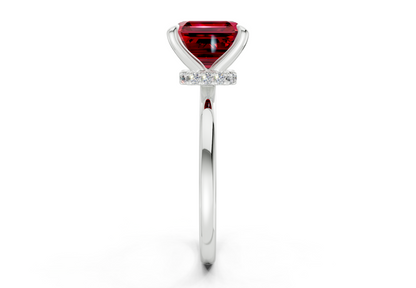 Seraphina Ruby Gemstone Solitaire Asscher Cut 1.8mm Engagement Ring
