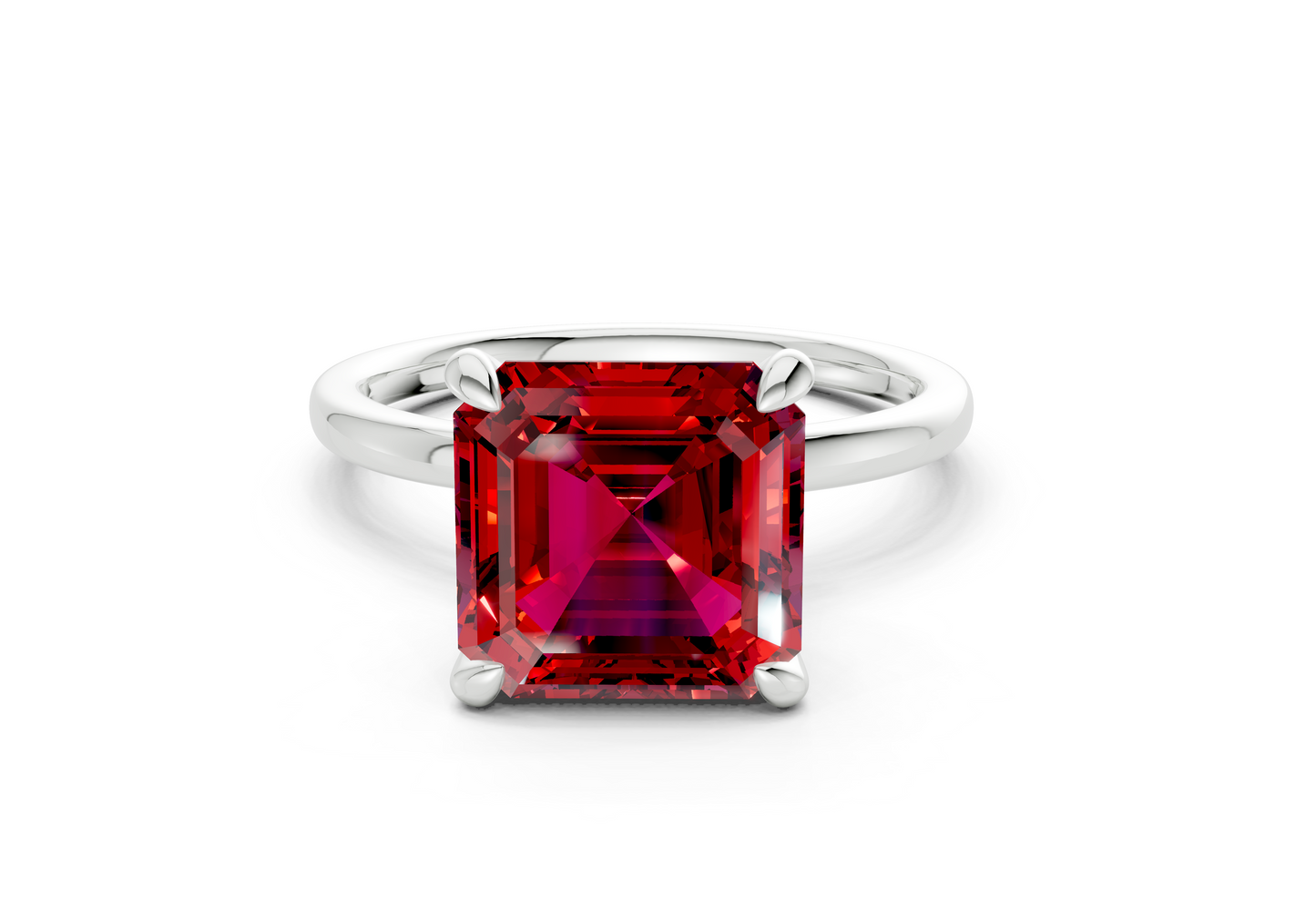 Seraphina Ruby Gemstone Solitaire Asscher Cut 1.8mm Engagement Ring