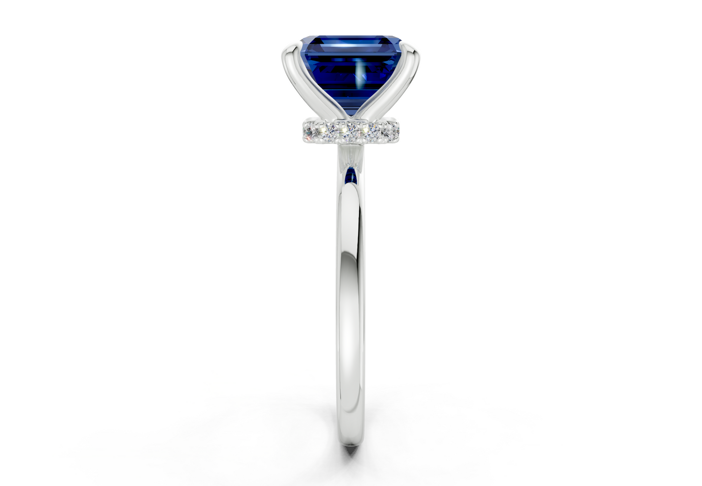 Seraphina Sapphire Gemstone Solitaire Asscher Cut 1.8mm Engagement Ring
