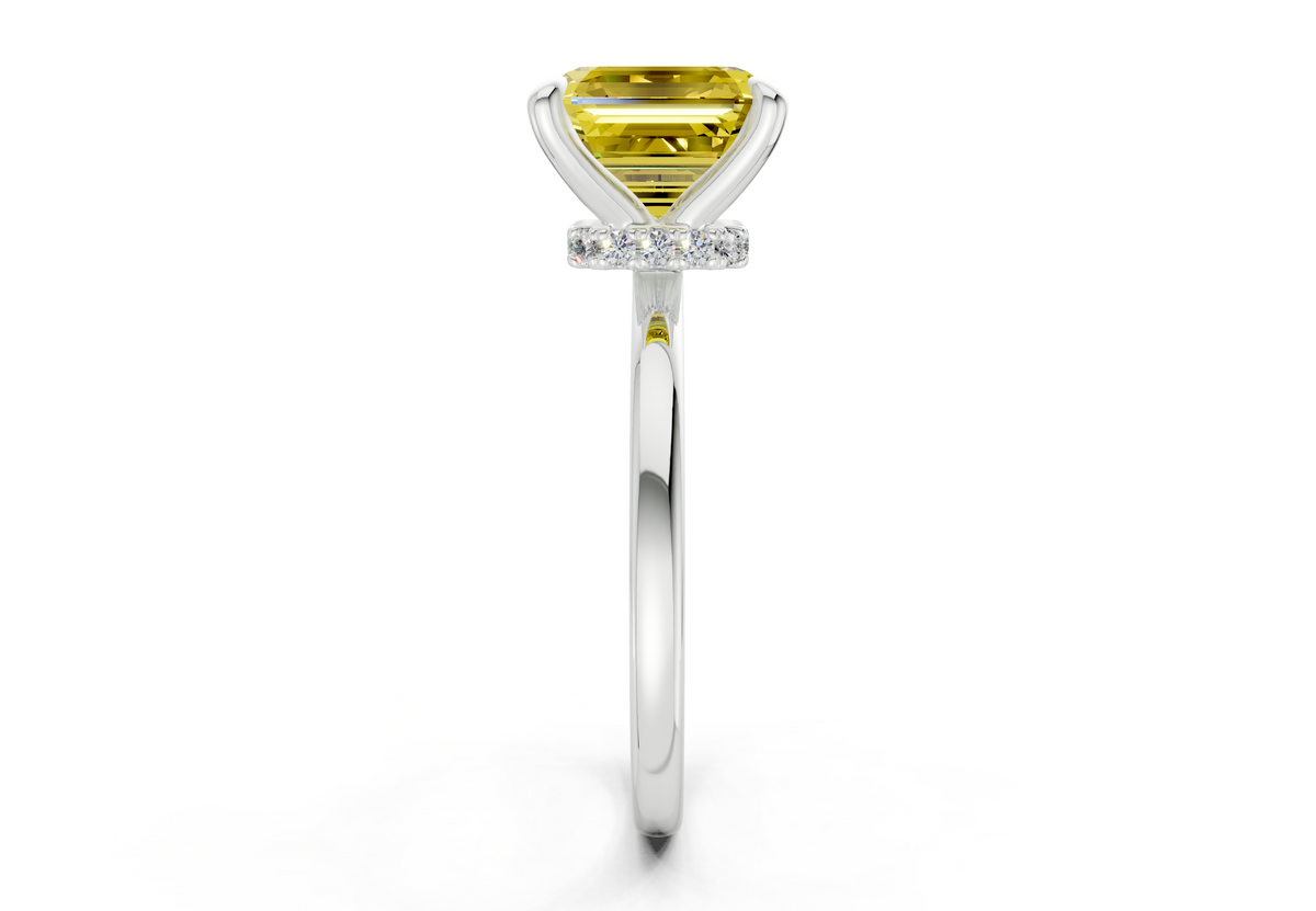 Seraphina Yellow Diamond Solitaire Asscher Cut 1.8mm Engagement Ring