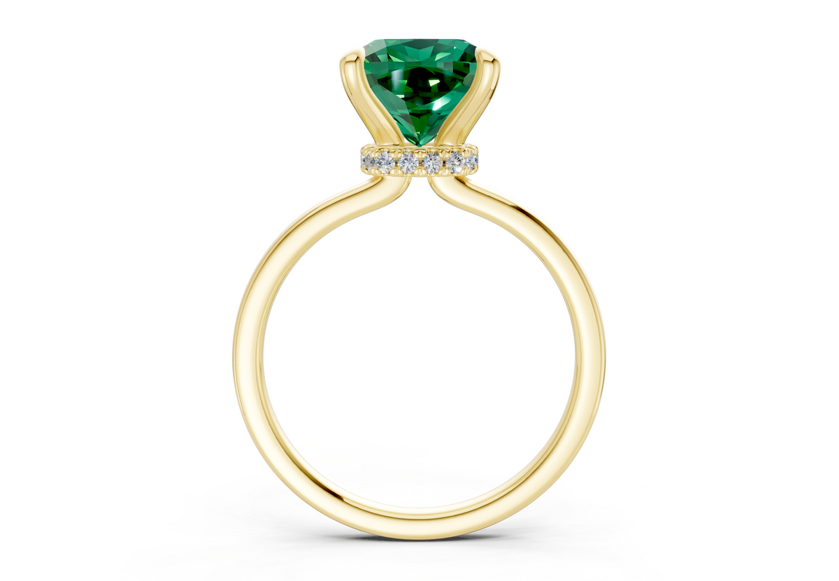 Seraphina Emerald Gemstone Solitaire Cushion Squareuare Cut 1.8mm Engagement Ring