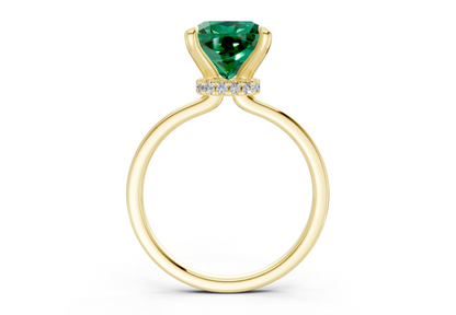 Seraphina Emerald Gemstone Solitaire Cushion Squareuare Cut 1.8mm Engagement Ring