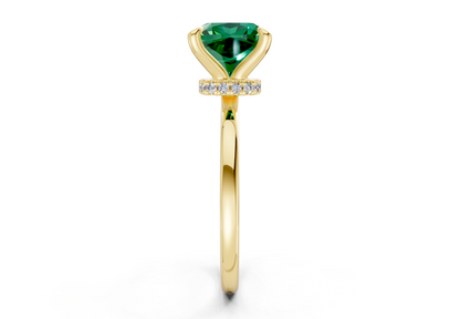 Seraphina Emerald Gemstone Solitaire Cushion Squareuare Cut 1.8mm Engagement Ring