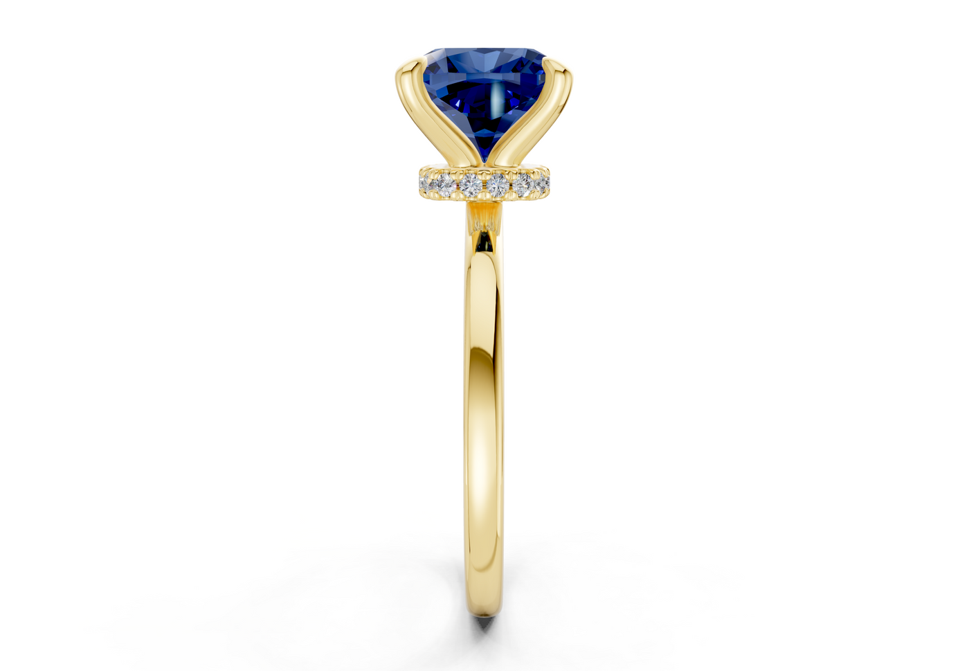 Seraphina Sapphire Gemstone Solitaire Cushion Squareuare Cut 1.8mm Engagement Ring