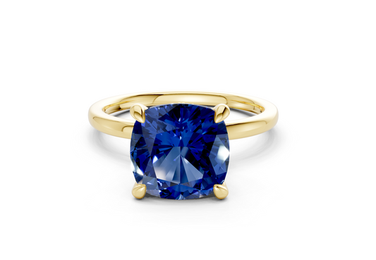 Seraphina Sapphire Gemstone Solitaire Cushion Squareuare Cut 1.8mm Engagement Ring