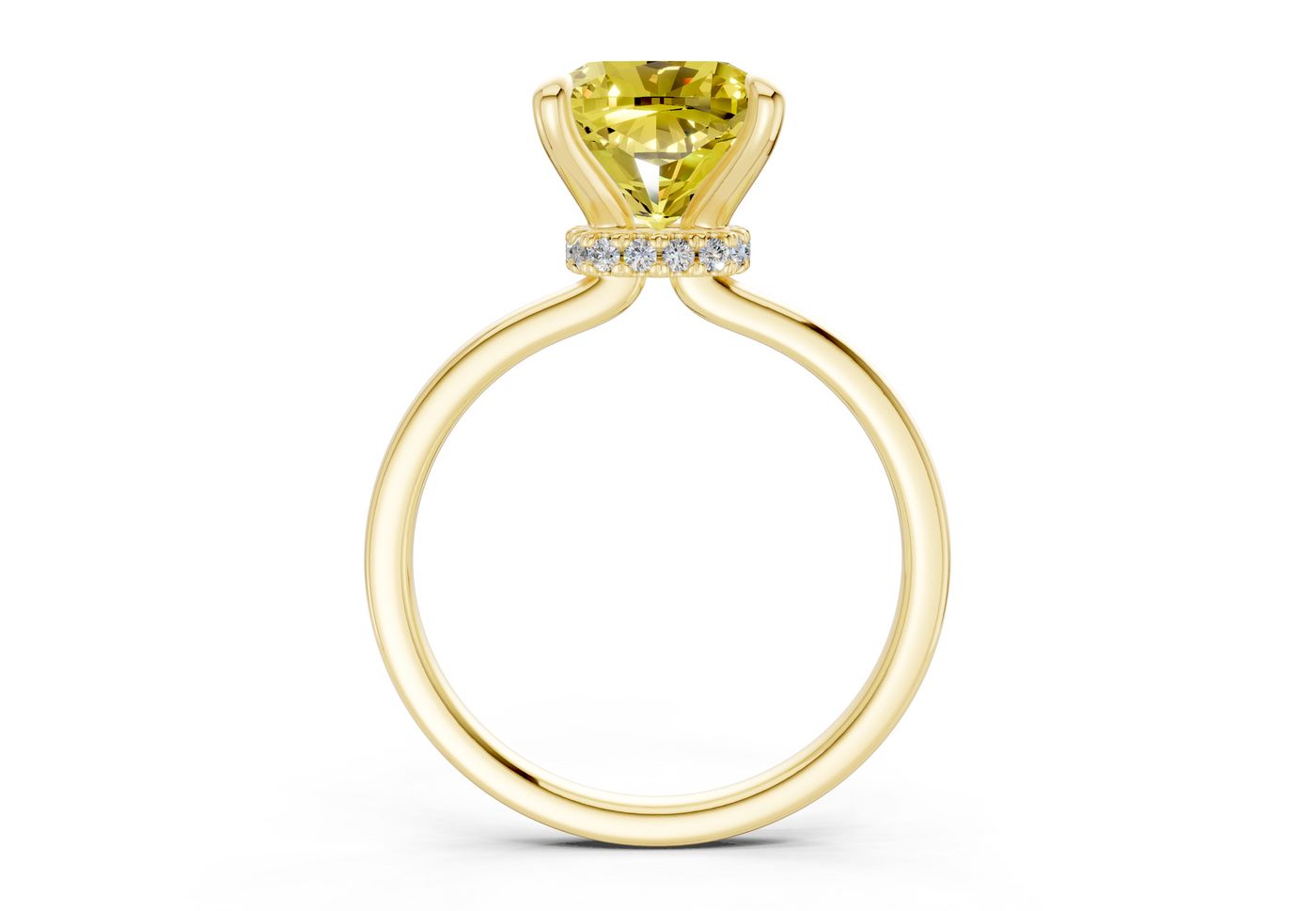 Seraphina Yellow Diamond Solitaire Cushion Squareuare Cut 1.8mm Engagement Ring