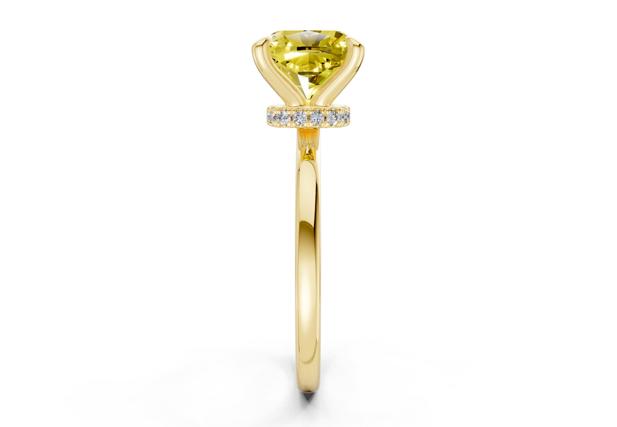Seraphina Yellow Diamond Solitaire Cushion Squareuare Cut 1.8mm Engagement Ring