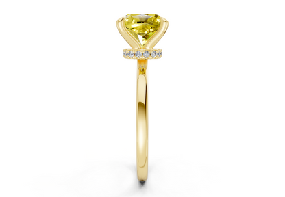 Seraphina Yellow Diamond Solitaire Cushion Squareuare Cut 1.8mm Engagement Ring