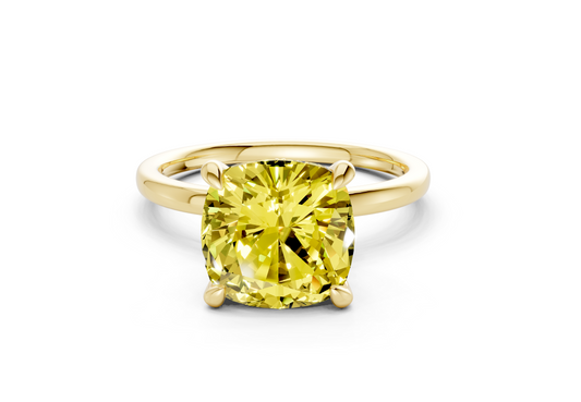Seraphina Yellow Diamond Solitaire Cushion Squareuare Cut 1.8mm Engagement Ring
