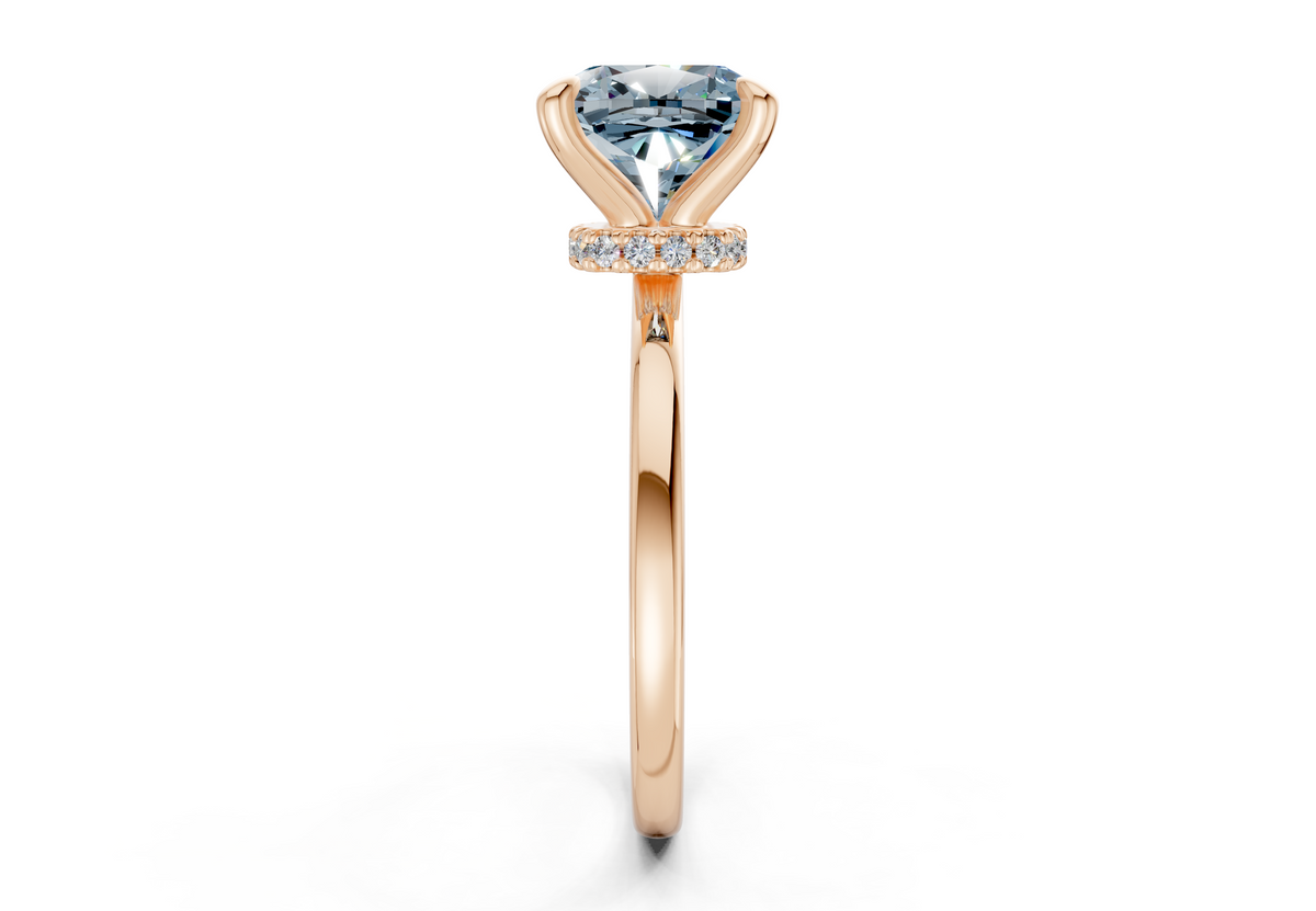 Seraphina Blue Diamond Solitaire Cushion Squareuare Cut 1.8mm Engagement Ring