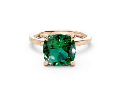 Seraphina Emerald Gemstone Solitaire Cushion Squareuare Cut 1.8mm Engagement Ring