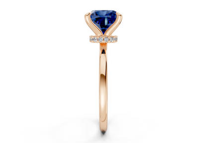 Seraphina Sapphire Gemstone Solitaire Cushion Squareuare Cut 1.8mm Engagement Ring