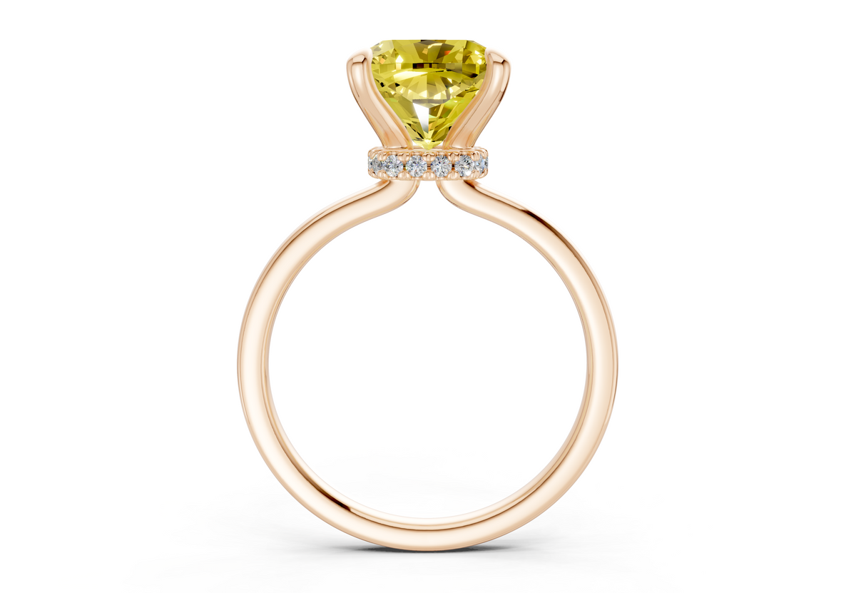 Seraphina Yellow Diamond Solitaire Cushion Squareuare Cut 1.8mm Engagement Ring