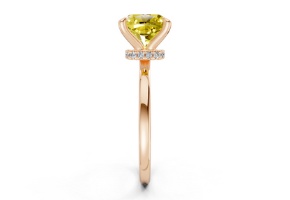 Seraphina Yellow Diamond Solitaire Cushion Squareuare Cut 1.8mm Engagement Ring