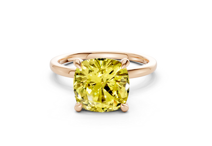 Seraphina Yellow Diamond Solitaire Cushion Squareuare Cut 1.8mm Engagement Ring