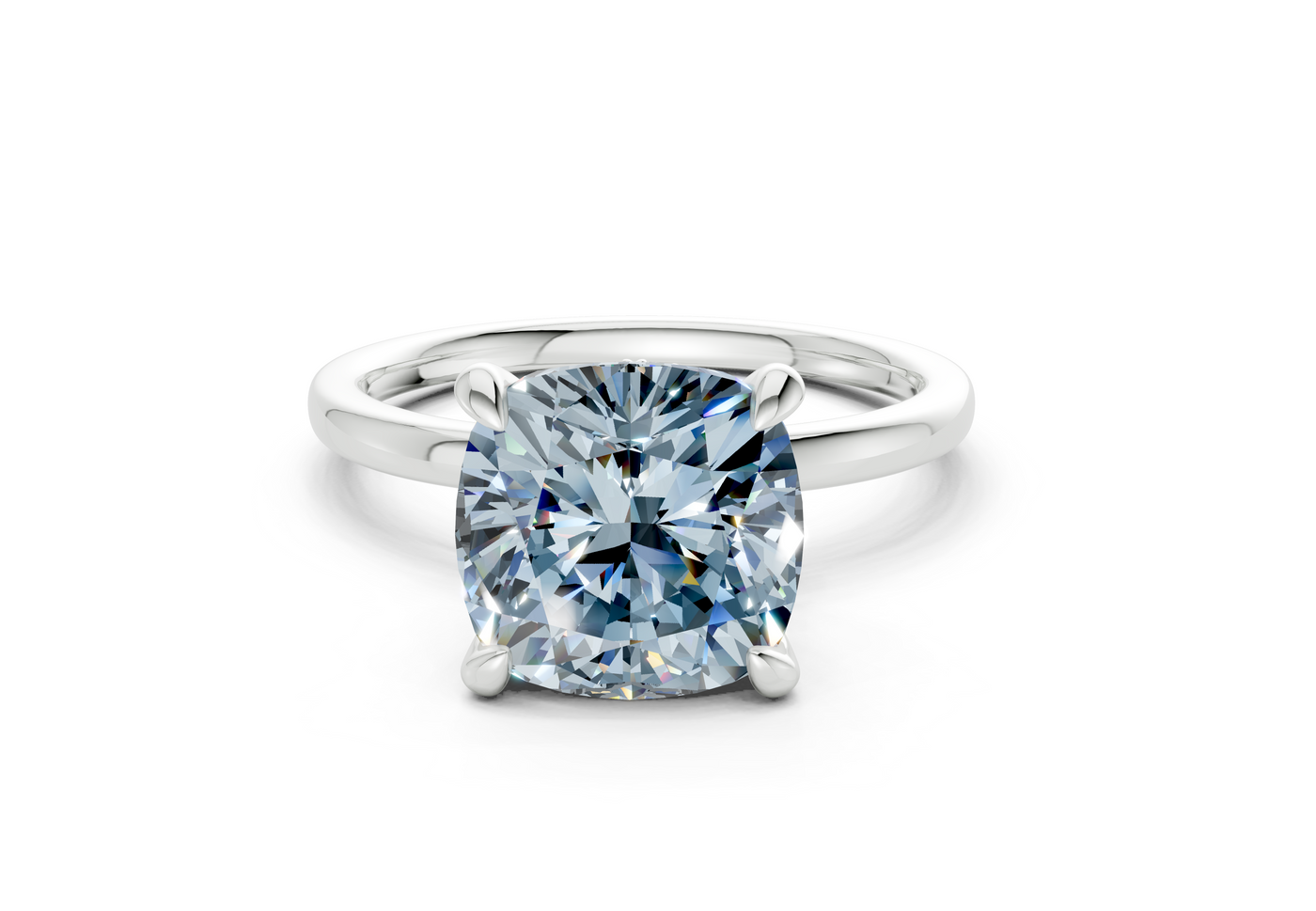 Seraphina Blue Diamond Solitaire Cushion Squareuare Cut 1.8mm Engagement Ring