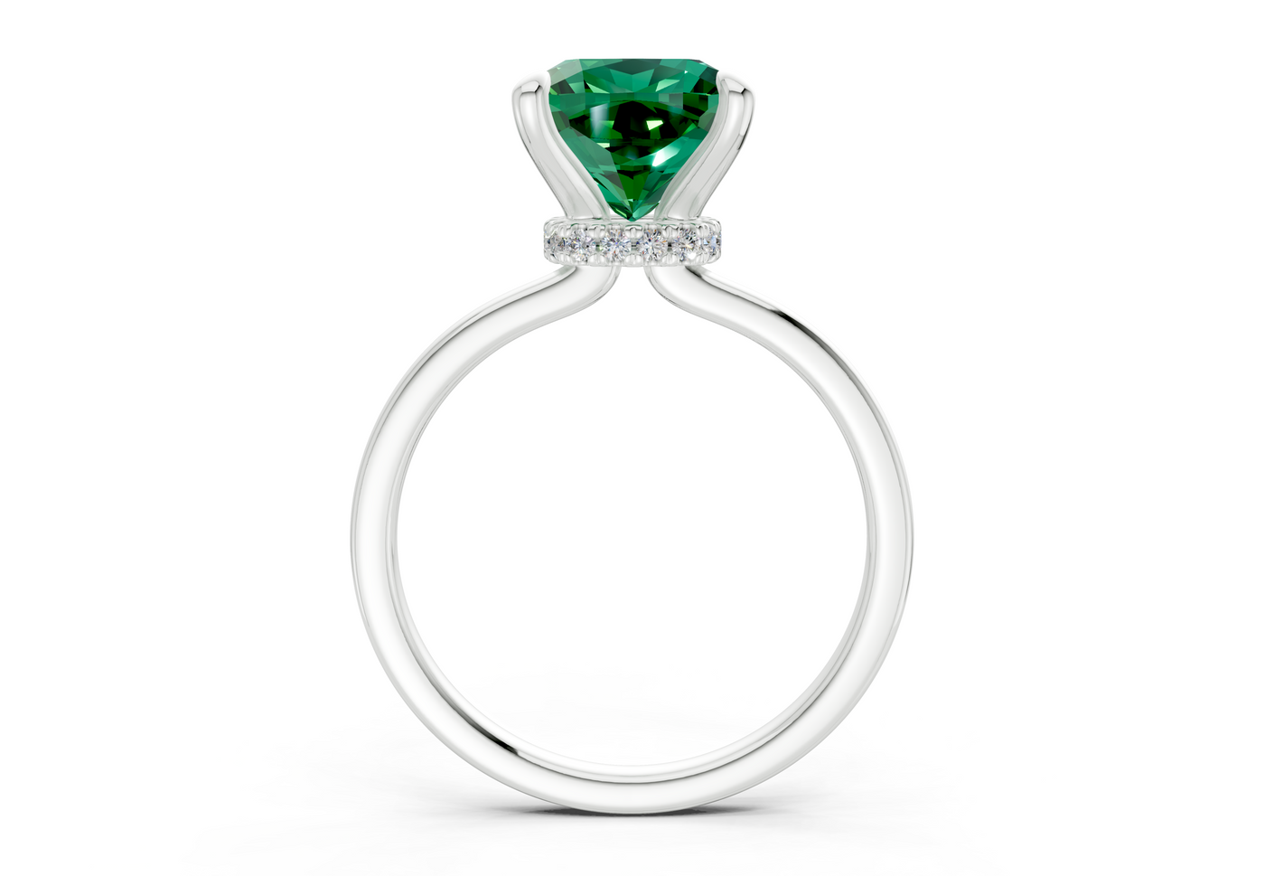 Seraphina Emerald Gemstone Solitaire Cushion Squareuare Cut 1.8mm Engagement Ring