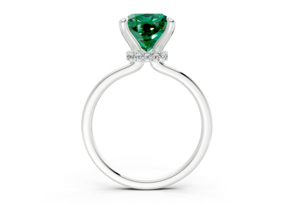 Seraphina Emerald Gemstone Solitaire Cushion Squareuare Cut 1.8mm Engagement Ring