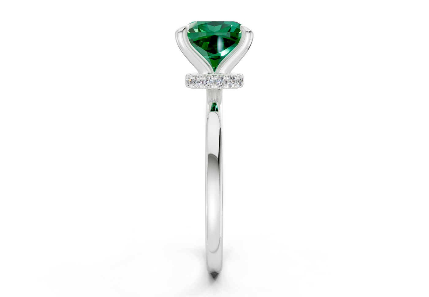 Seraphina Emerald Gemstone Solitaire Cushion Squareuare Cut 1.8mm Engagement Ring