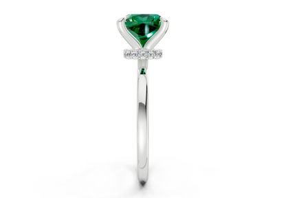 Seraphina Emerald Gemstone Solitaire Cushion Squareuare Cut 1.8mm Engagement Ring