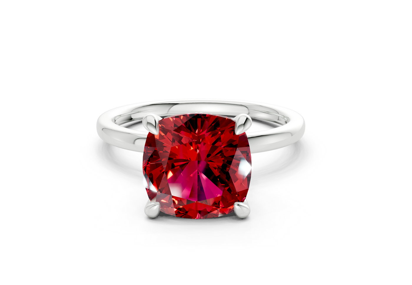 Seraphina Ruby Gemstone Solitaire Cushion Squareuare Cut 1.8mm Engagement Ring