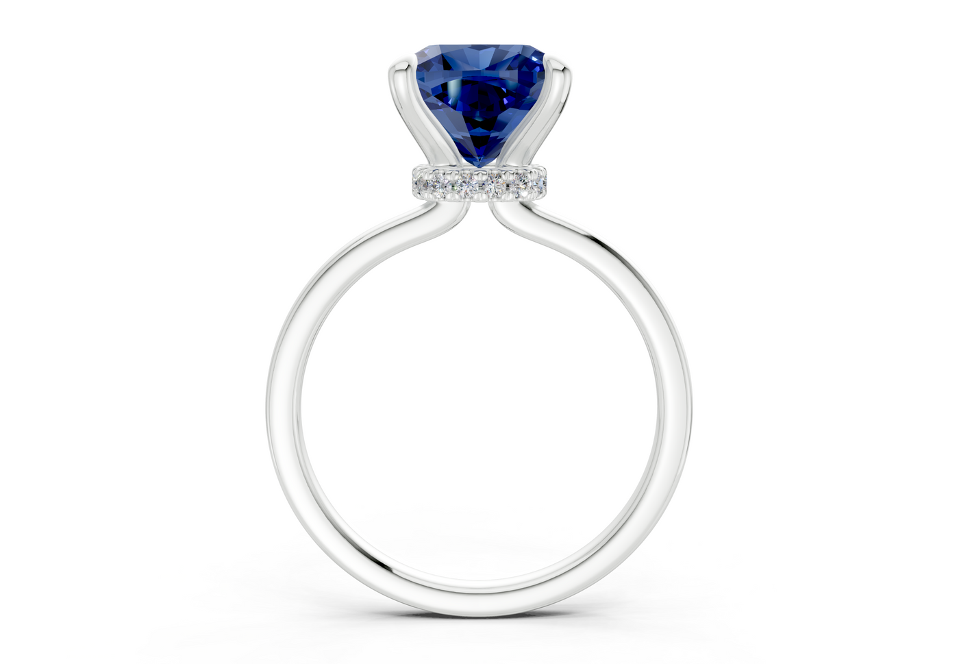 Seraphina Sapphire Gemstone Solitaire Cushion Squareuare Cut 1.8mm Engagement Ring
