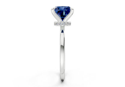 Seraphina Sapphire Gemstone Solitaire Cushion Squareuare Cut 1.8mm Engagement Ring